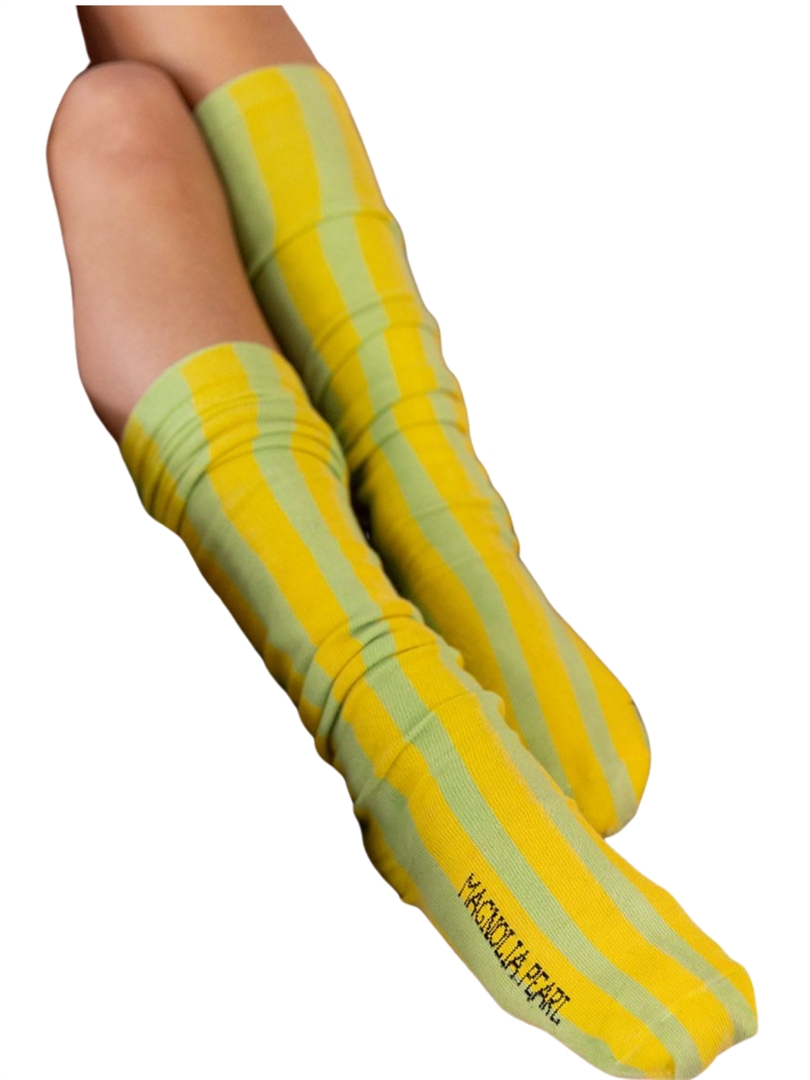 Lemon Lime Stripe OTK Socks