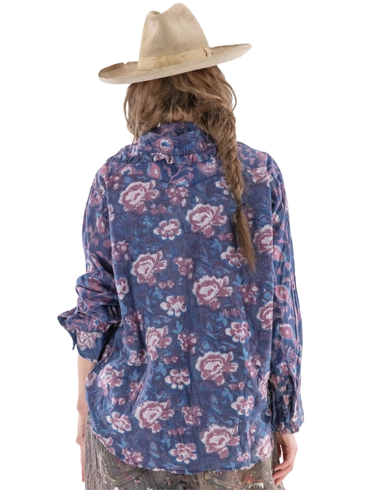 Kelly Shirt with Grosgrain Trim in Pastel Maze