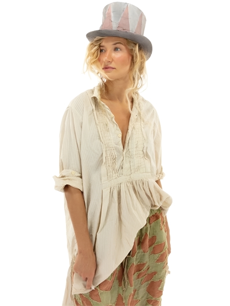 Magnolia Pearl Trade - Stripped Cotton Cordelia Night Shirt Moonlight