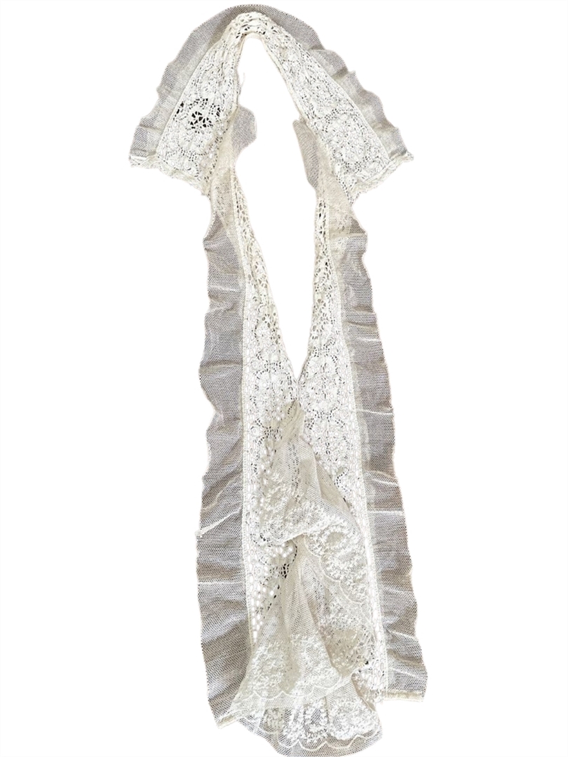 Lace and embroidered jabot