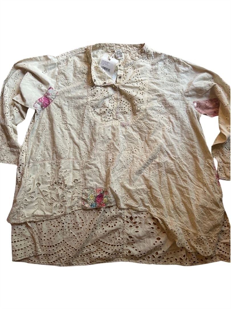 Eyelet Patchwork Blouse