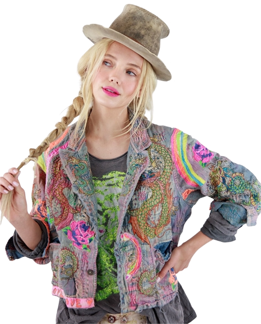 Rainbow Dragon Cropped Kelly Jacket