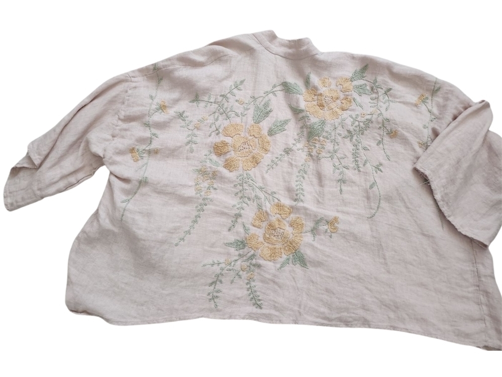 Magnolia Pearl Trade Embroidered Linen Jacket