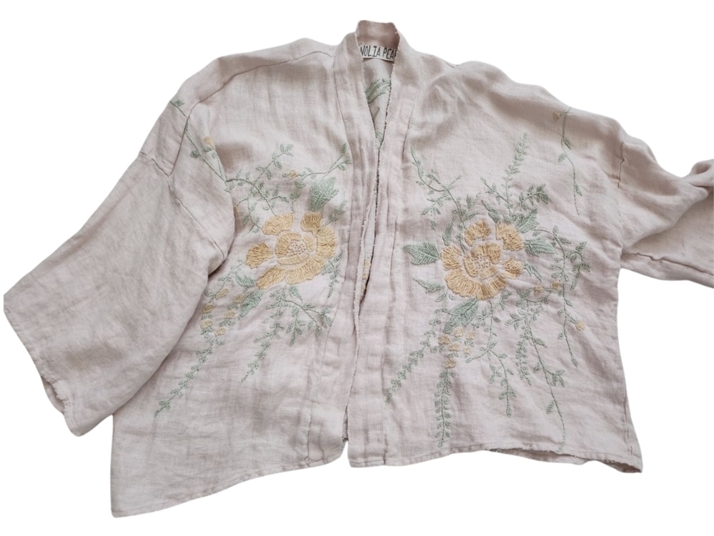 Magnolia Pearl Trade Embroidered Linen Jacket