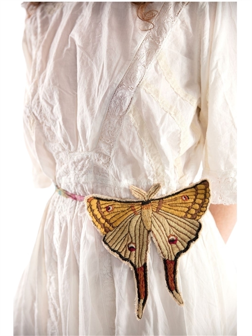 Embroidered Moon Moth Jabot