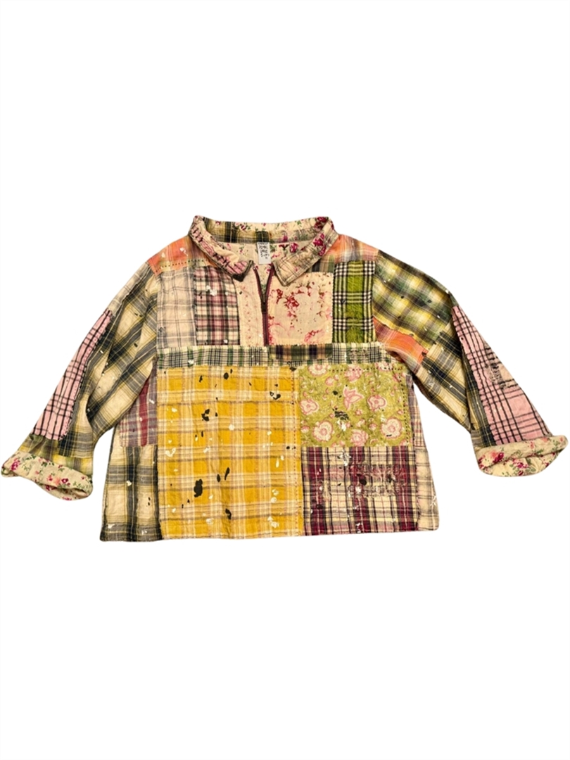 Sold Out- Quilted Cotton Patchwork Asher Pullover with Zipper