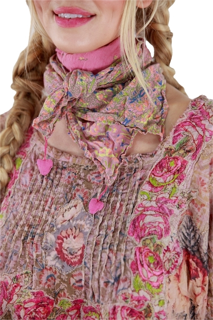 Floral Print Heart Tassel Scarf
