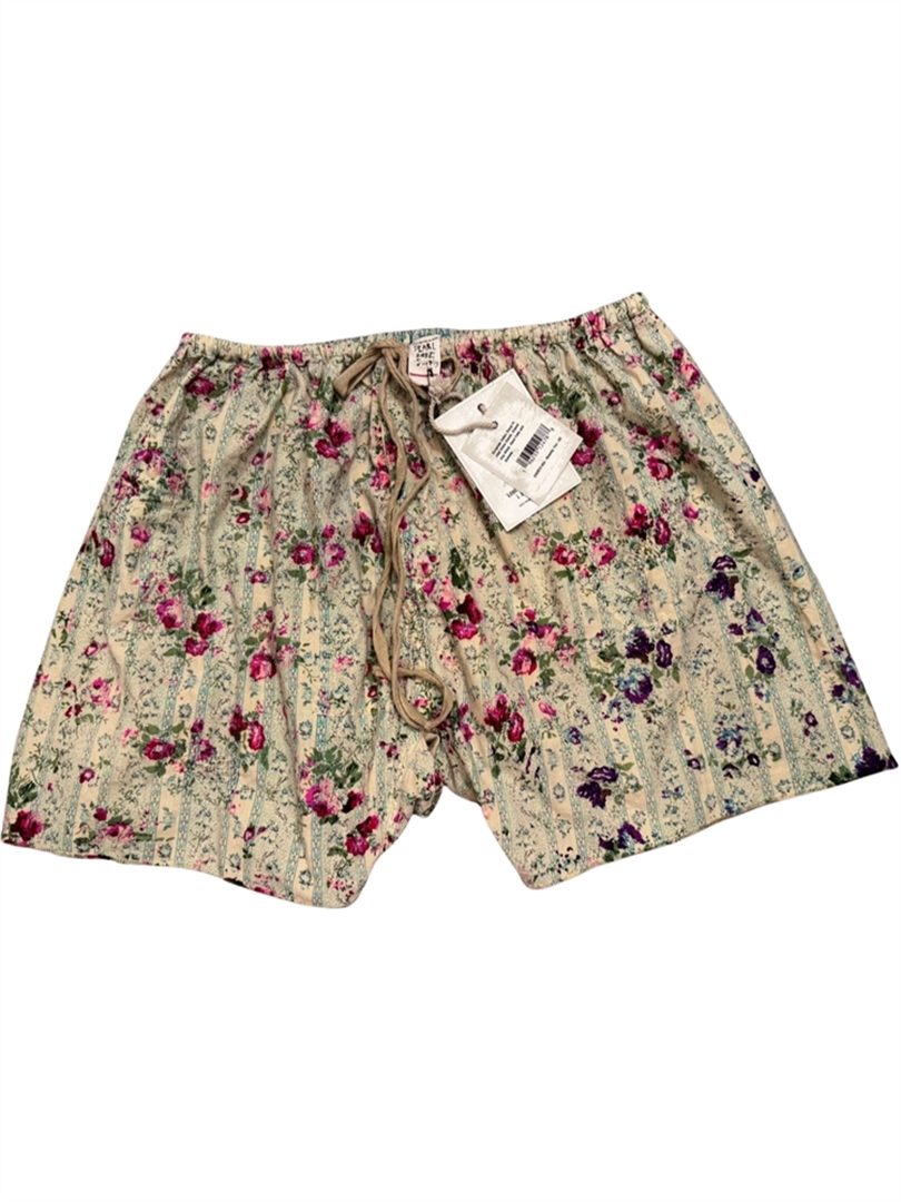 European Cotton Floral Printed Khloe Shorts, Drawstring Waist, Hand Fade