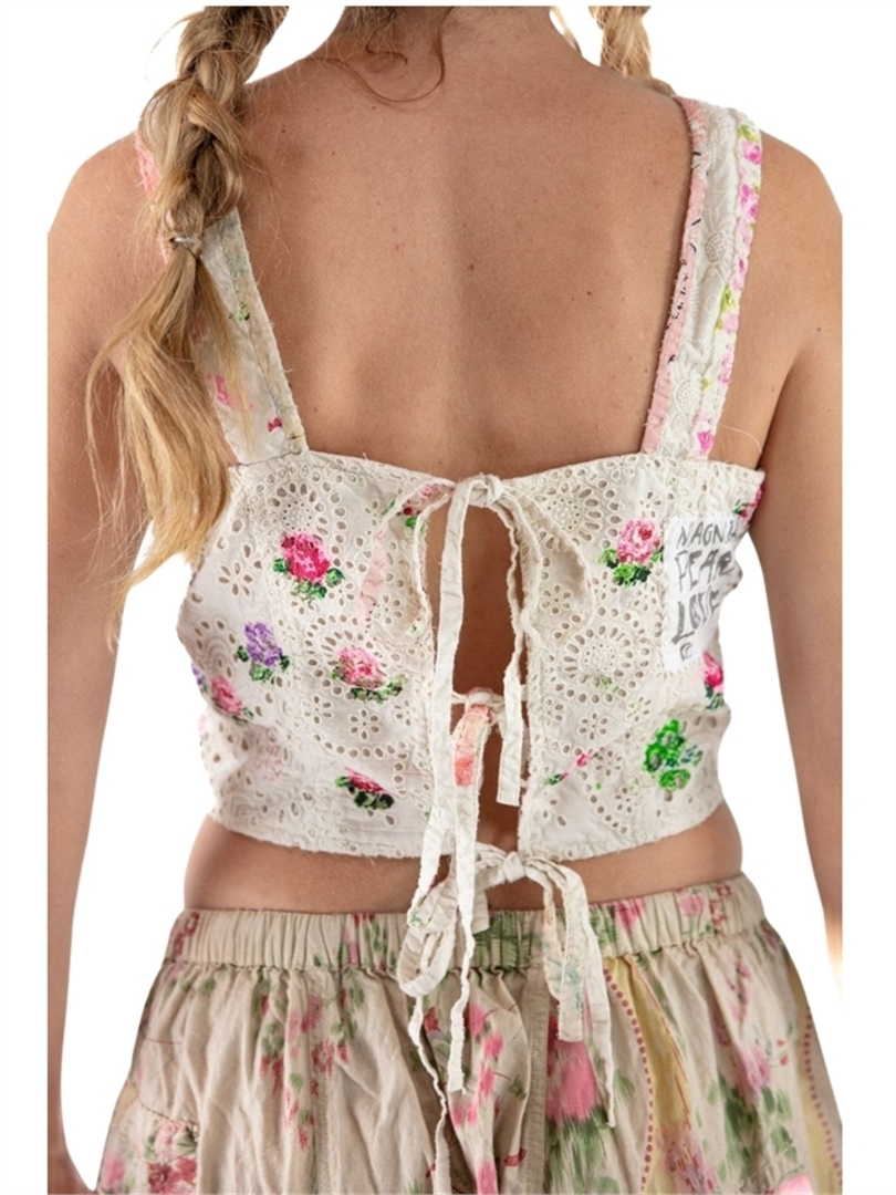 Eyelet Floral Cropped Tank