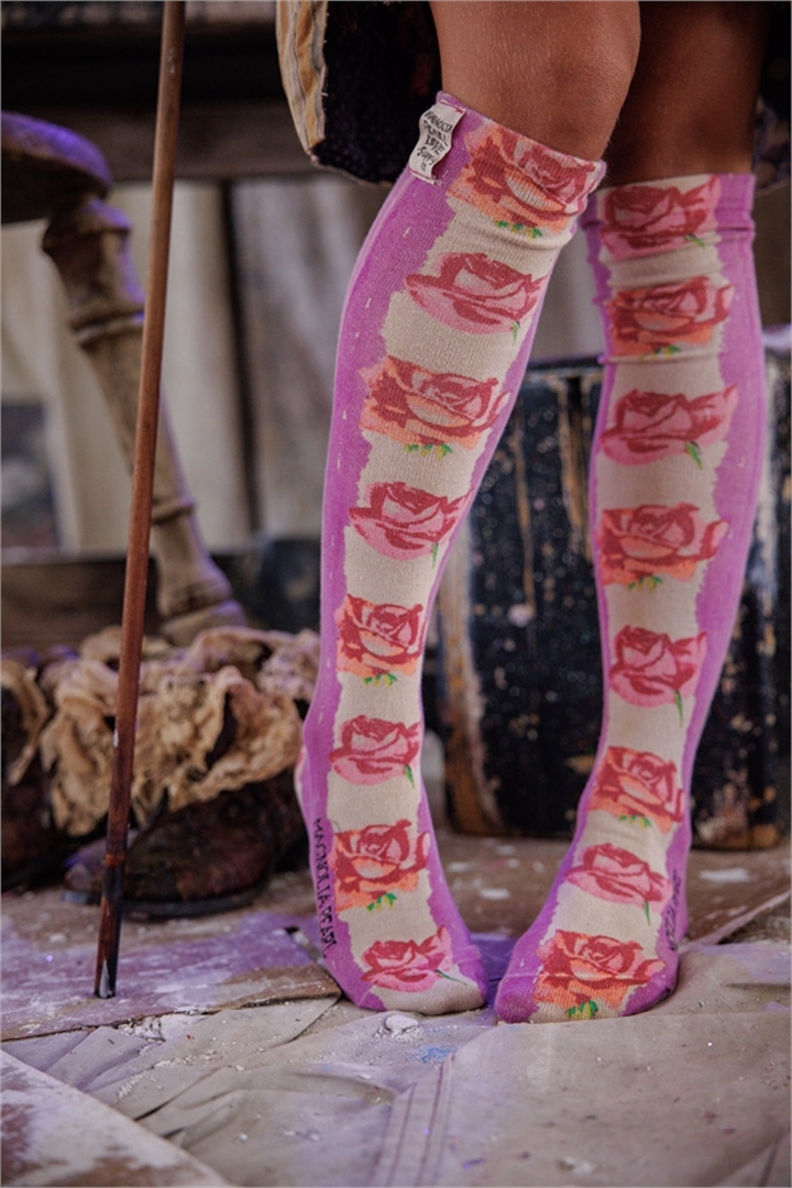 Over-the-Knee Roses Socks