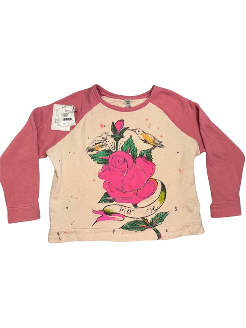 Cotton Knit Abbeyrose Richi Sweatshirt in Petal with Hand Fading & Distressing