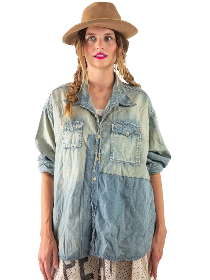 Chambray Piecewise Shirt