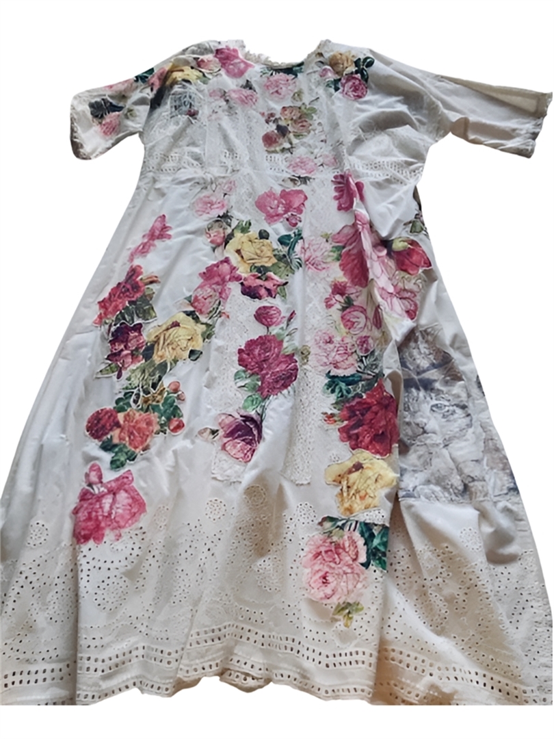 Ivory Eyelet with Roses Dress