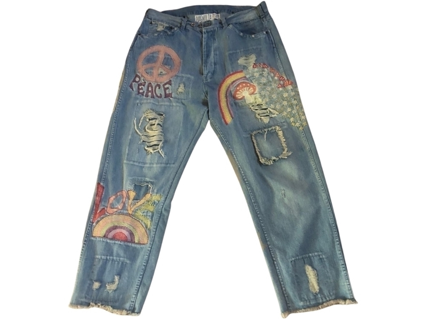 Magnolia Pearl Trade - Woodstock LOVE Embroidered Denim Jeans (New