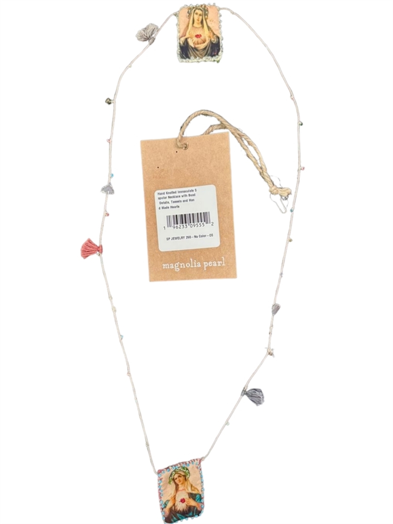 NWT MP Hand Knotted Immaculate Scapular Necklace With Bead Details